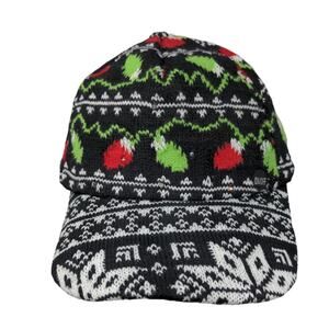 Christmas Strapback Hat Multicolor Holiday Black Multicolor Snowflakes